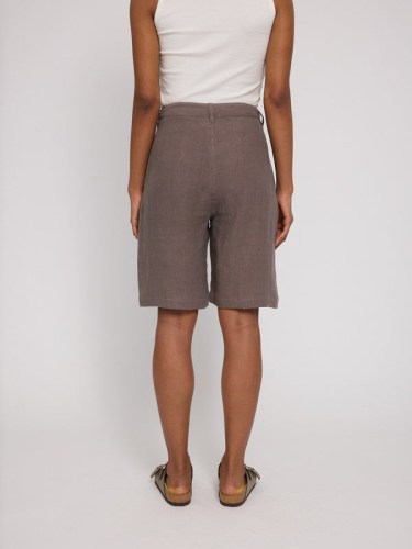 Linen Bermuda Shorts grey brown1